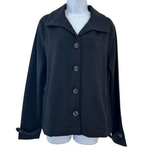 Talbots Vtg Jersey Knit Black Button-Up Lightweight Jacket Size M New Deadstock